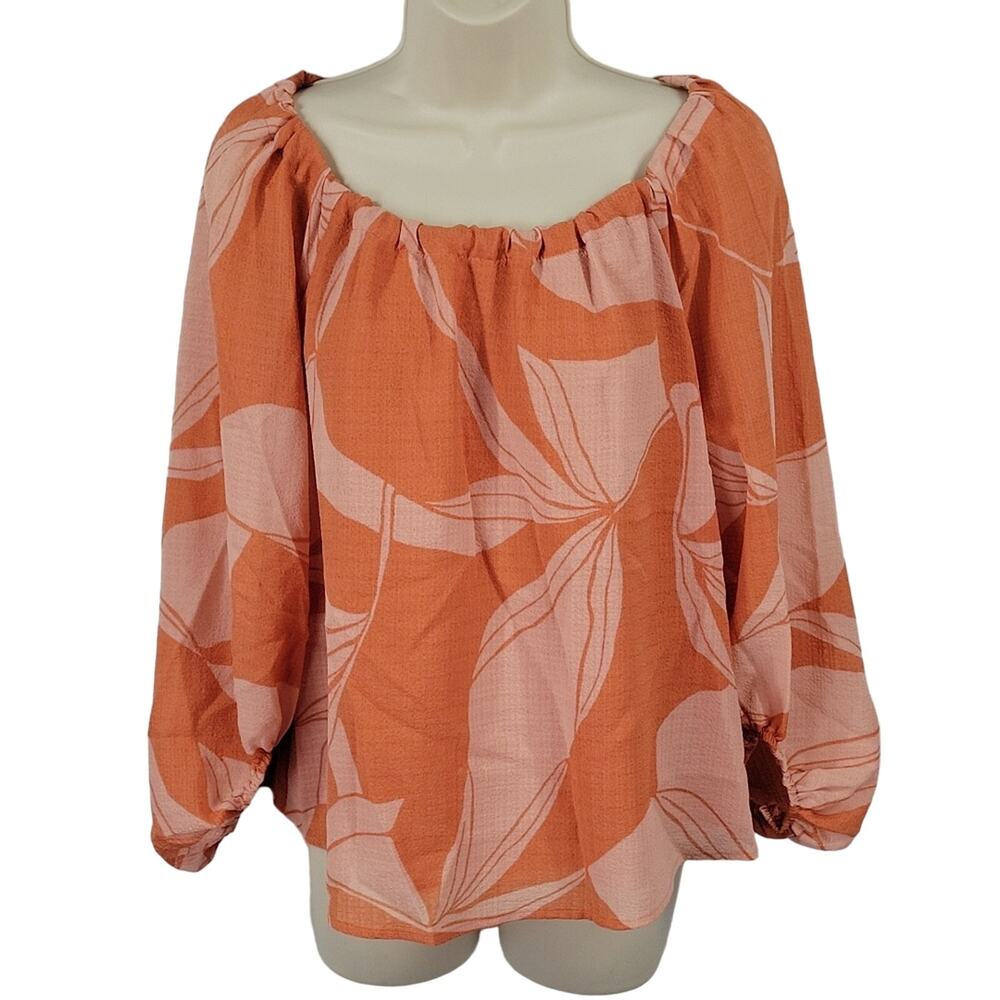 a new day Women’s Blouse, Orange Floral, Sz XS, NWT